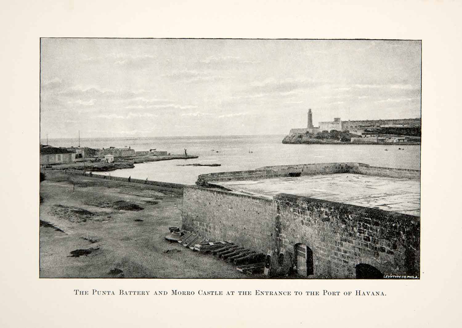 1896 Print Punta Battery Morro Castle Port Havana Cuba Fortress Lighthouse XGDC1