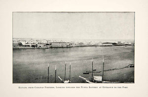 1896 Print Cabanas Fortress Port Havana Cuba Ship Castle Ocean Citysacpe XGDC1