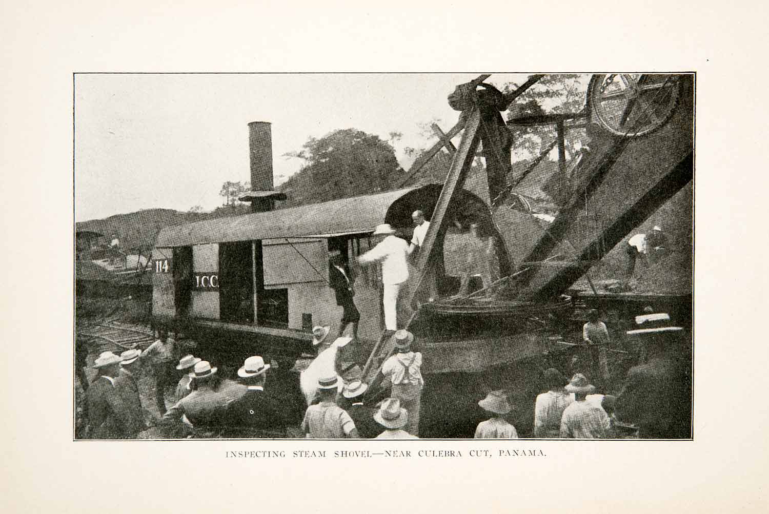 1907 Print Panama Canal Culebra Cut Gaillard Steam Shovel Machinery XGDC2