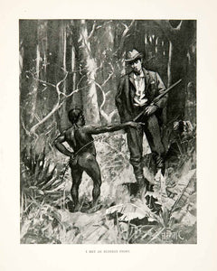 1900 Print Pygmy Forest Man Smoking Gun Rifle Short Pygmaios Plants Africa XGDC7
