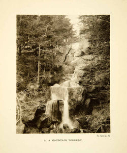 1904 Photogravure Japan Waterfall Casade Mountain Picturesque Forest XGDD1