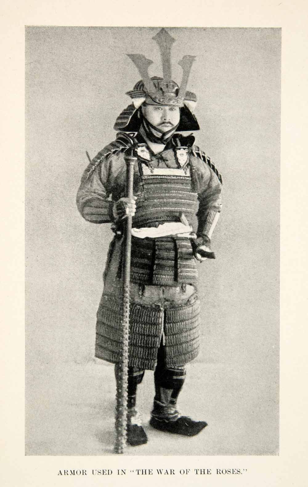 1905 Print Portrait Warrior Armor War Roses Japan Tradition Wear Costume XGDD2
