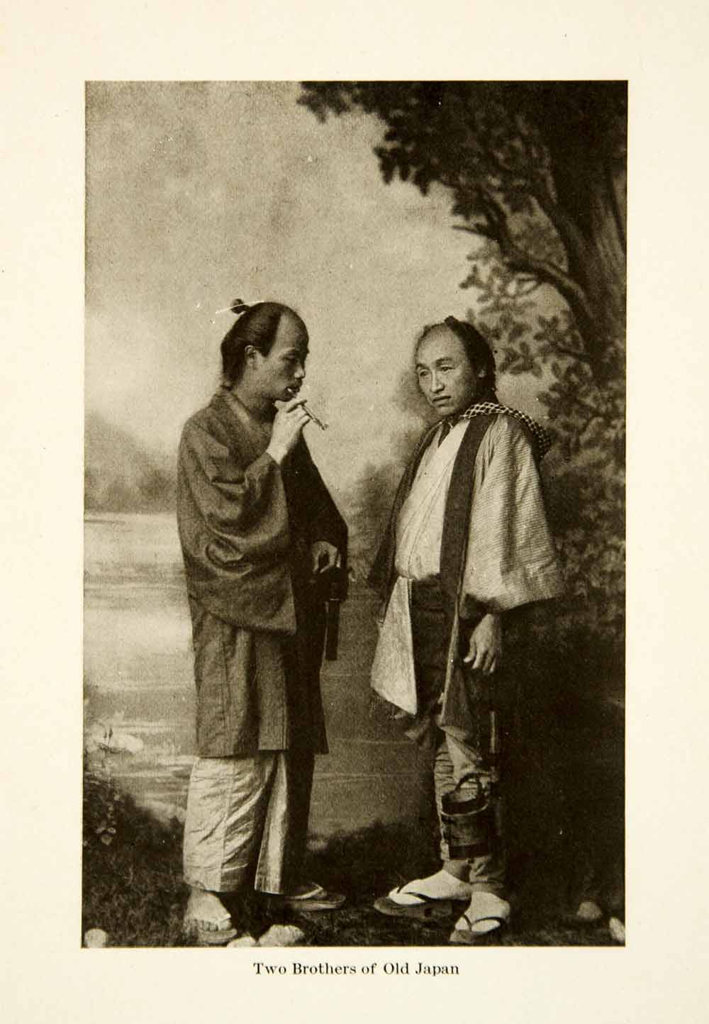 1904 Print Japan Men Fashion Geta Meiji Period Jinbei Family