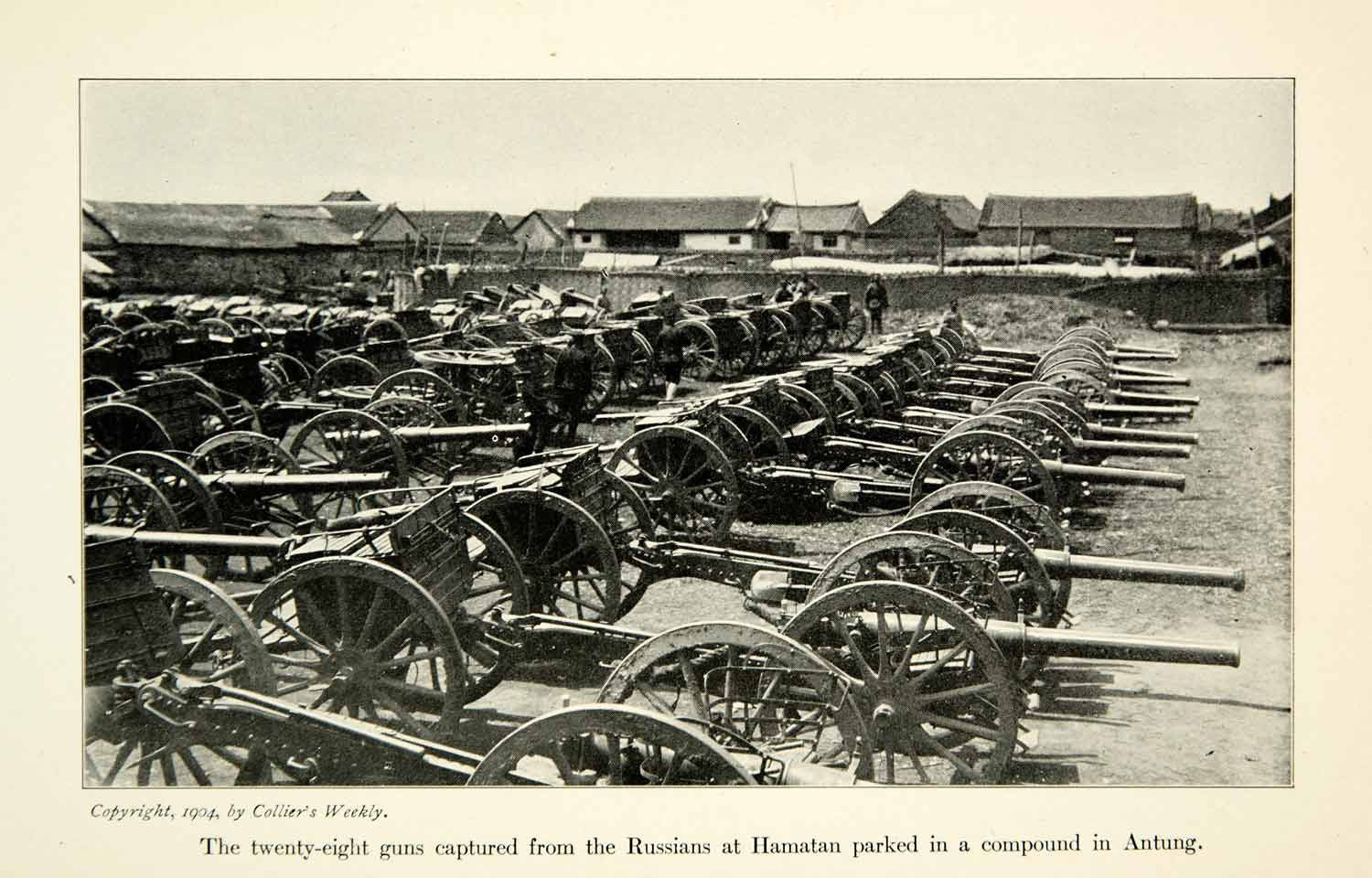 1904 Print Russo-Japanese War Captured Russian Munitions Artillery Cannon XGDD5