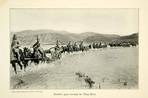 1904 Print Russo-Japanese War Artillery Pieces River Crossing General XGDD5
