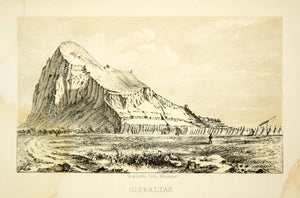 1861 Lithograph Rock of Gibraltar Iberian Peninsula Mediterranean Sea XGDD6