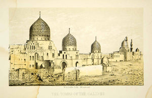 1861 Lithograph Tombs of Caliphs Cairo Egypt Historic Archaeology Egyptian XGDD6