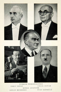 1952 Print Turkish Personalities Ismet Inonu Celal bayar Adnan Menderes XGDD7