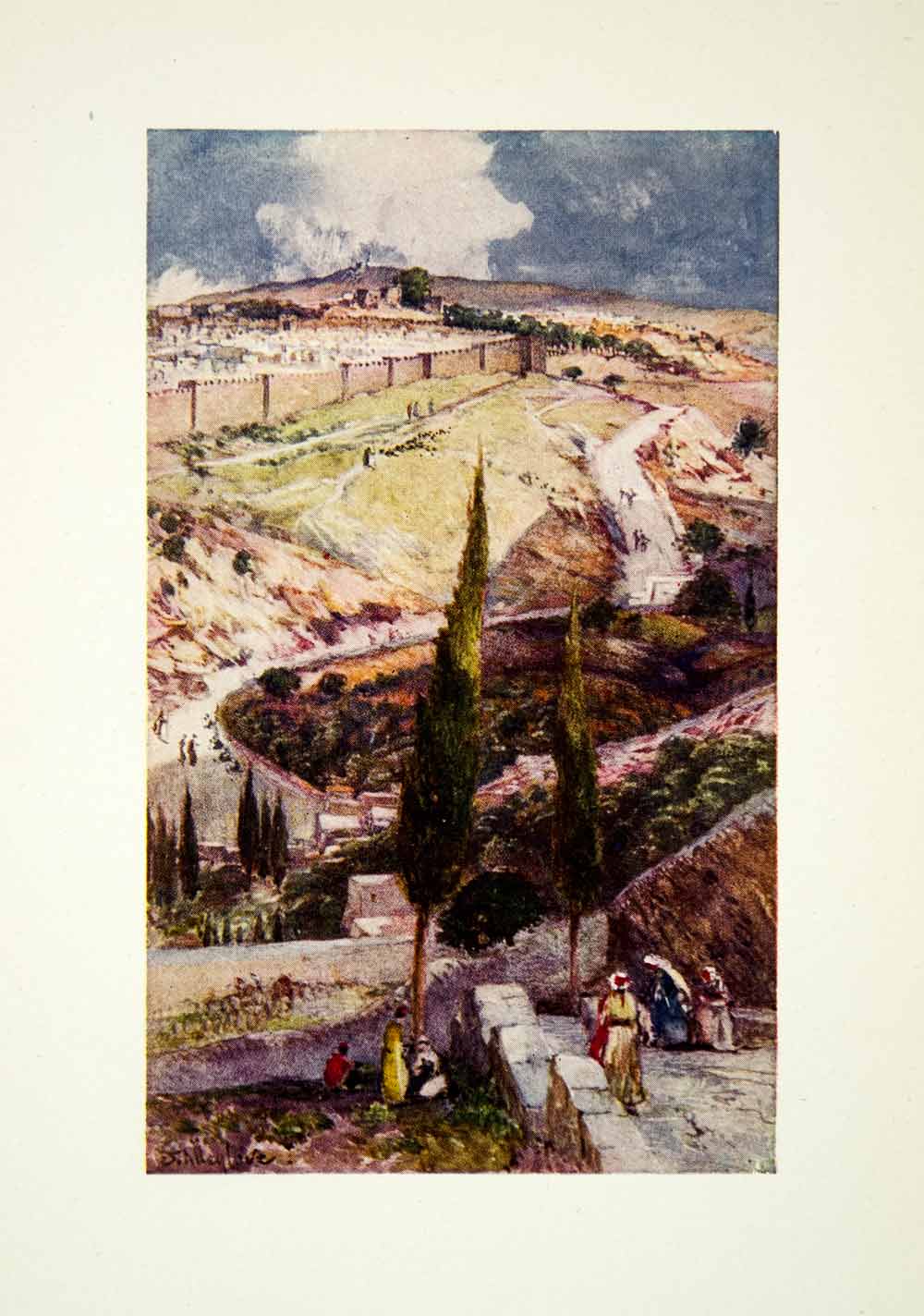 1922 Print Jerusalem Mizpah Mount Olives Palestine Land Religion John XGDD8