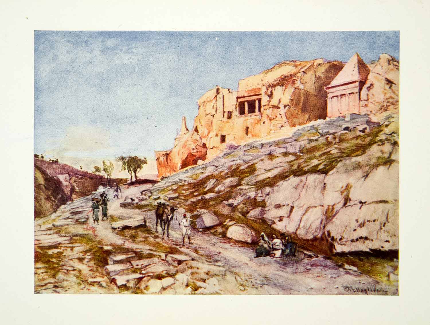 1922 Print Rock Cut Valley Jehoshaphat Tombs Landscape Scenery John XGDD8