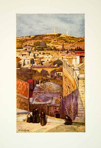 1922 Print Mount Olives Zion Landscape Cityscape Religion Nuns John XGDD8
