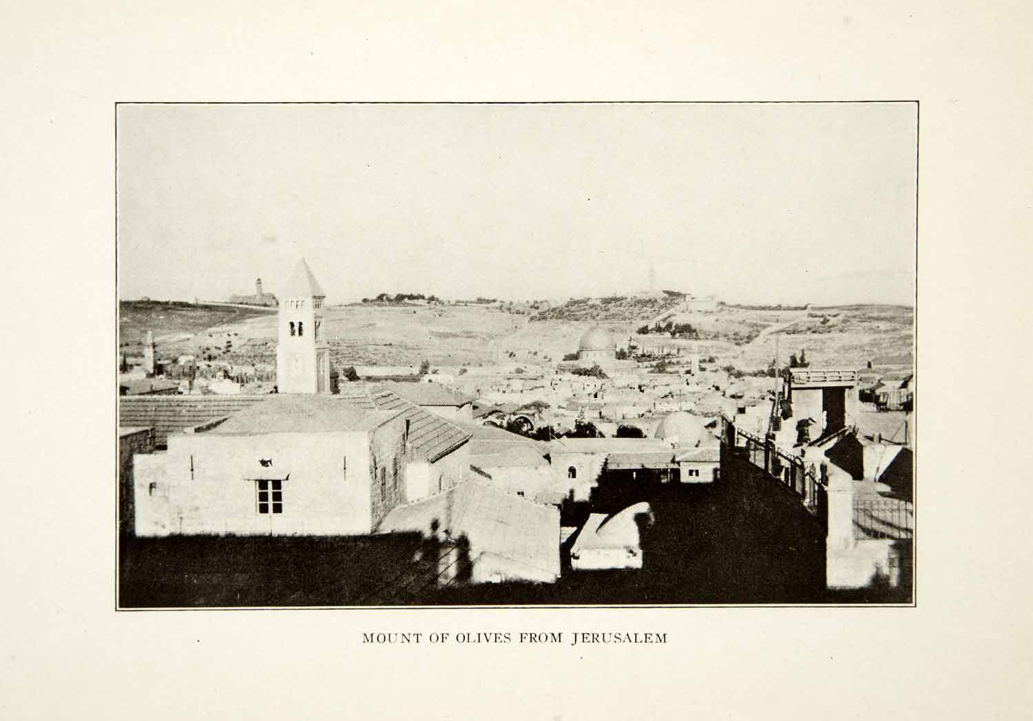 1922 Print Mountain Olives Jerusalem Cityscape Landscape Religion Historic XGDD8