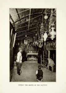 1922 Print Grotto Nativity Scene Interior Guard Child Historic Religious XGDD8