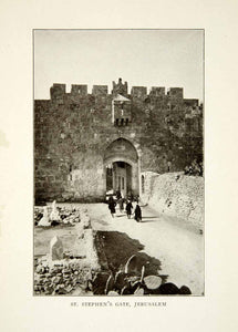 1922 Print Saint Stephens Gate Jerusalem Architecture Historic Monument XGDD8