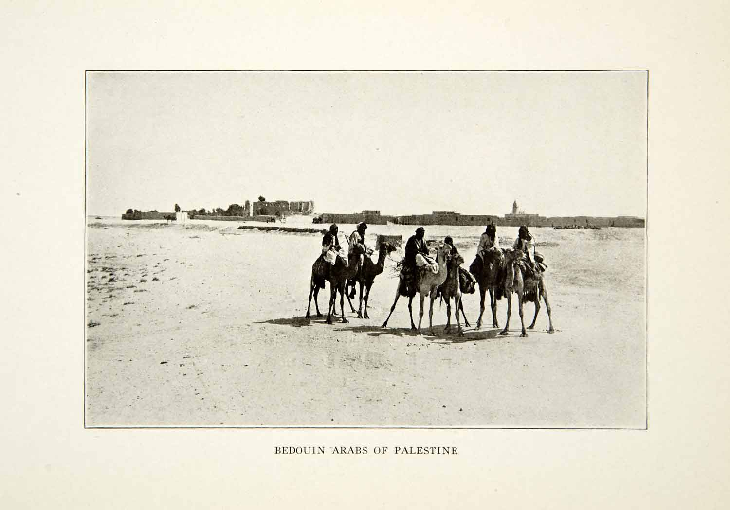 1922 Print Group Bedouin Arabs Palestine Landscape Camels Desert Middle XGDD8