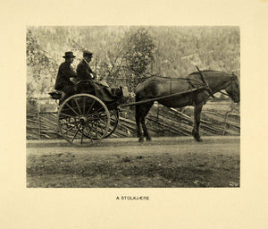 1904 Print Stolkjaerre Horse Buggy Norway Costume Fashion Cart XGE1