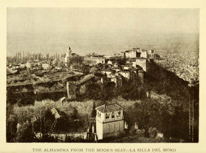 1907 Print Alhambra Granada Spain Moor's Seat La Silla Del Moro Cityscape XGE3