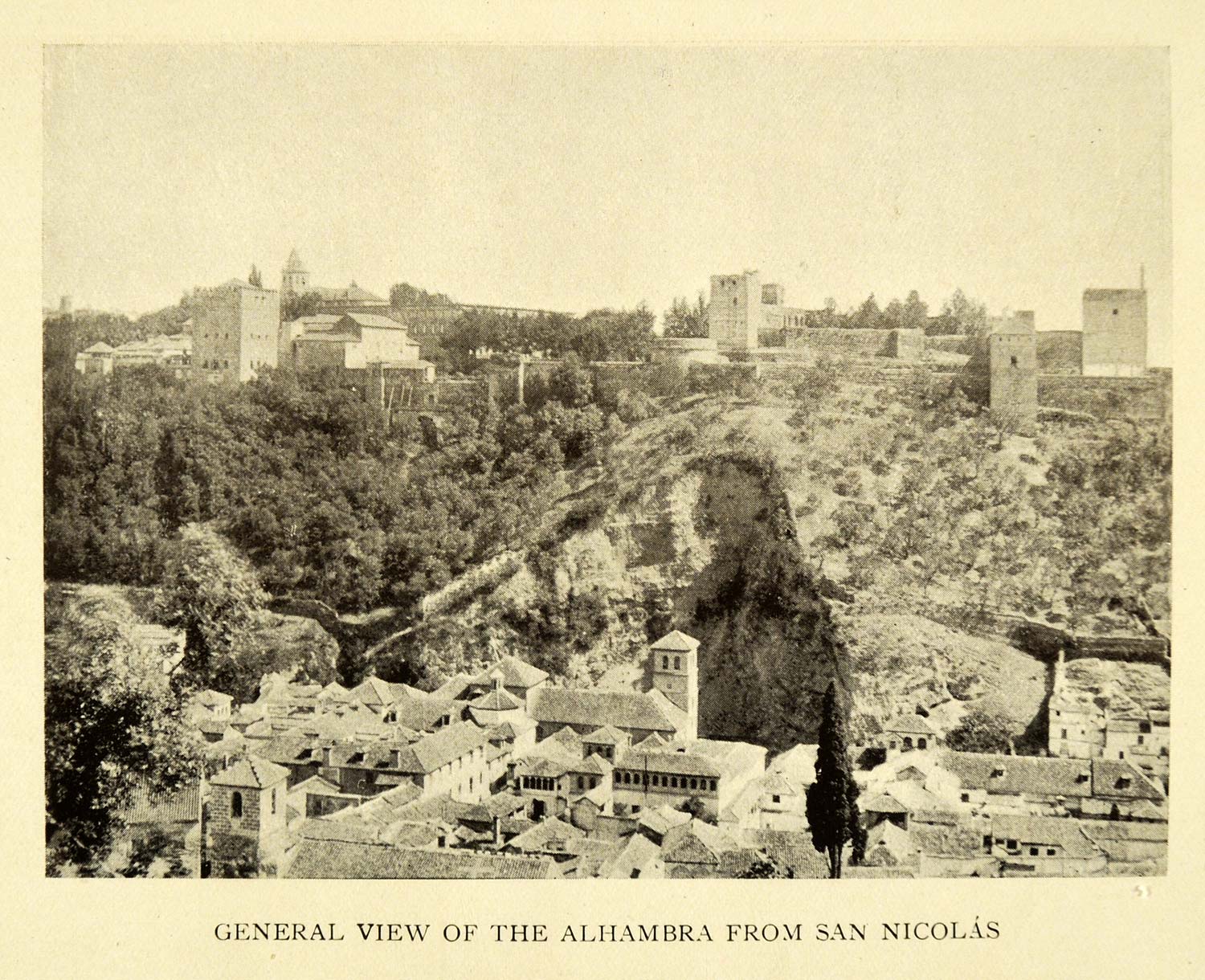 1907 Print Alhambra Granada Spain View San Nicolas Fortress Historic XGE3