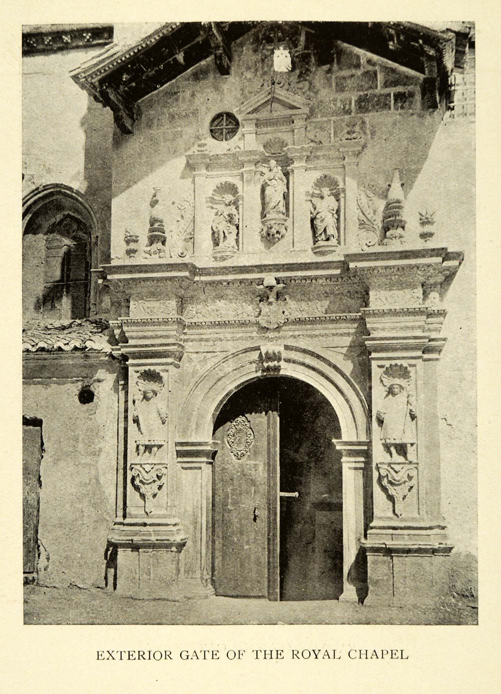 1907 Print Exterior Gate Royal Chapel Cartuja Monastery Sculpture Statue XGE3