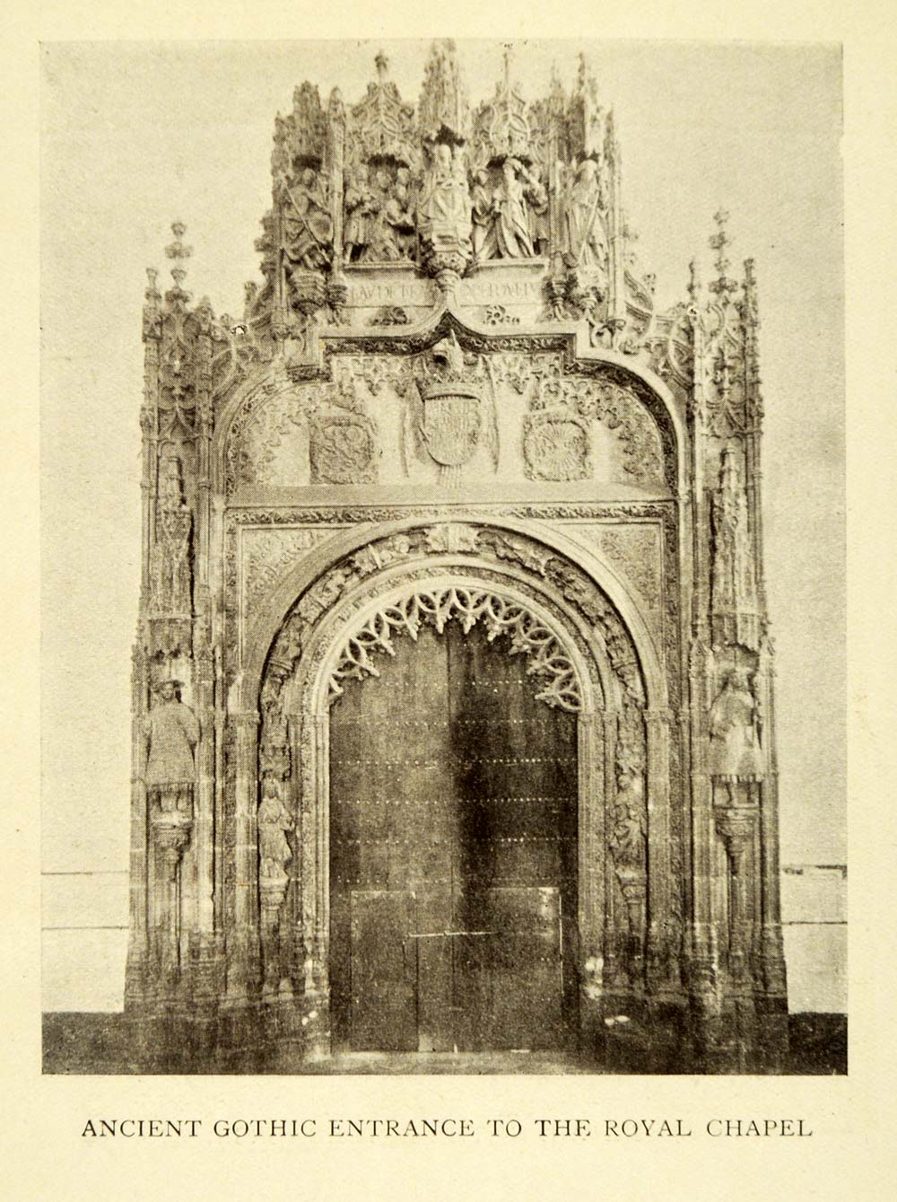 1907 Print Ancient Gothic Entrance Royal Chapel Granada Spain Architecture XGE3