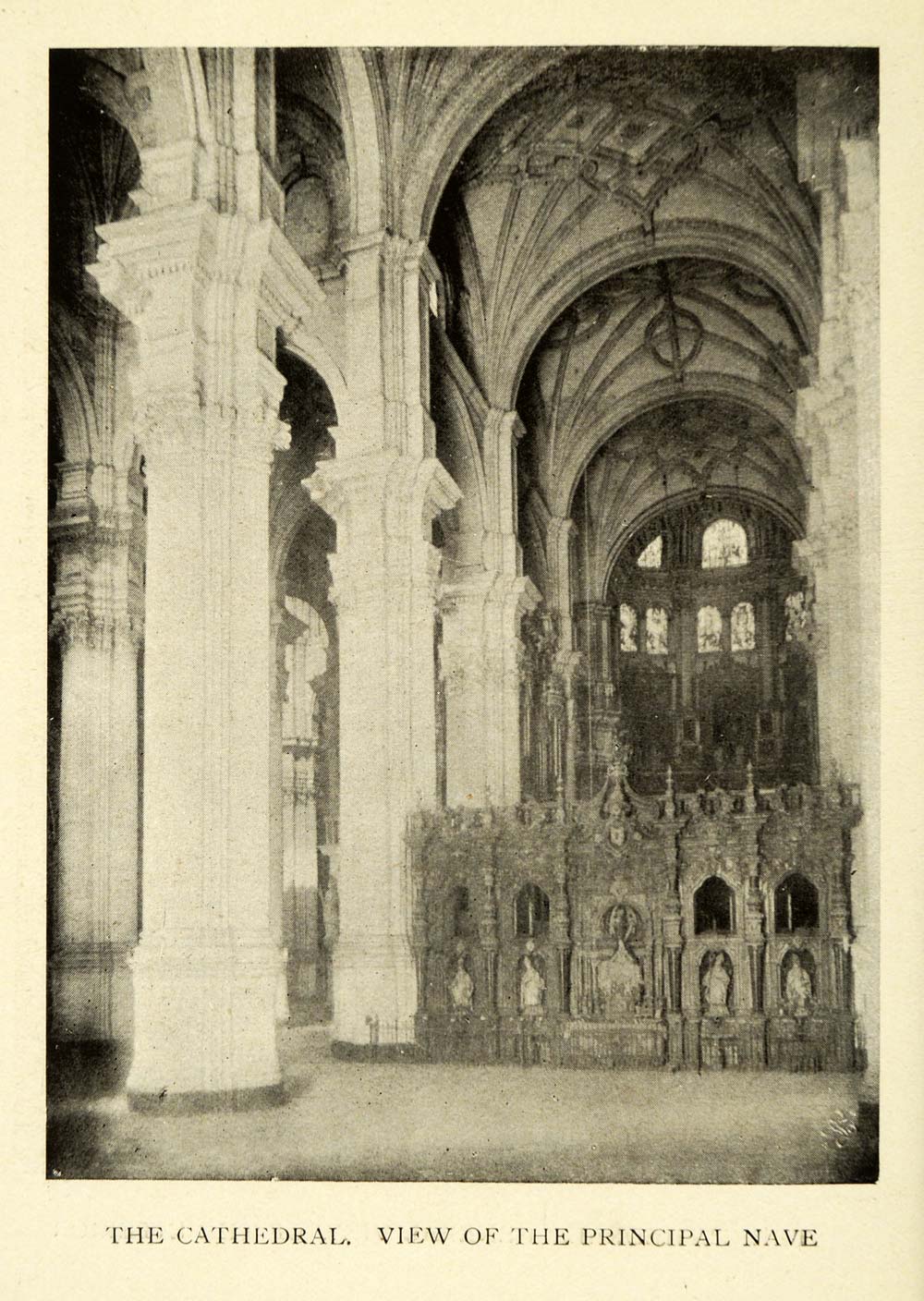 1907 Print Cathedral View Principal Nave Cartuja Monastery Granada Spain XGE3