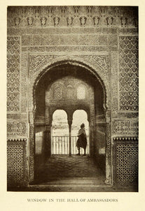 1907 Print Window Hall Ambassadors Alhambra Palace Granada Spain XGE3