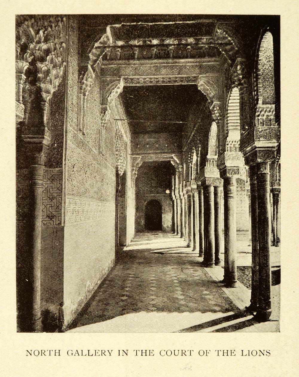 1907 Print North Gallery Court Lions Alhambra Granada Spain Architecture XGE3