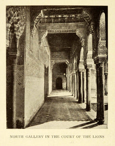 1907 Print North Gallery Court Lions Alhambra Granada Spain Architecture XGE3