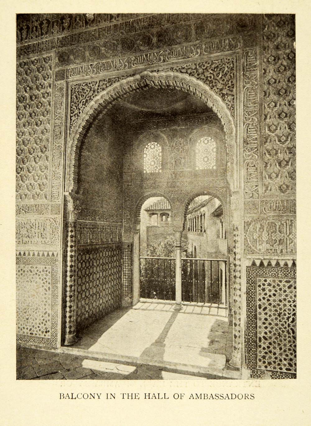 1907 Print Balcony Hall Ambassadors Alhambra Granada Spain Architecture XGE3