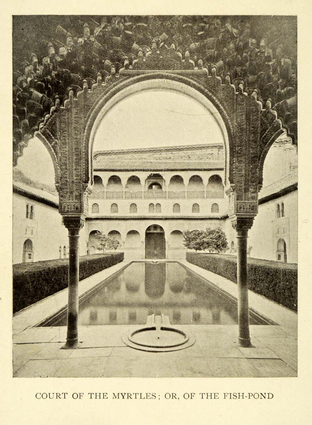 1907 Print Court Myrtles Fish-Pond Granada Spain Architecture Historical XGE3