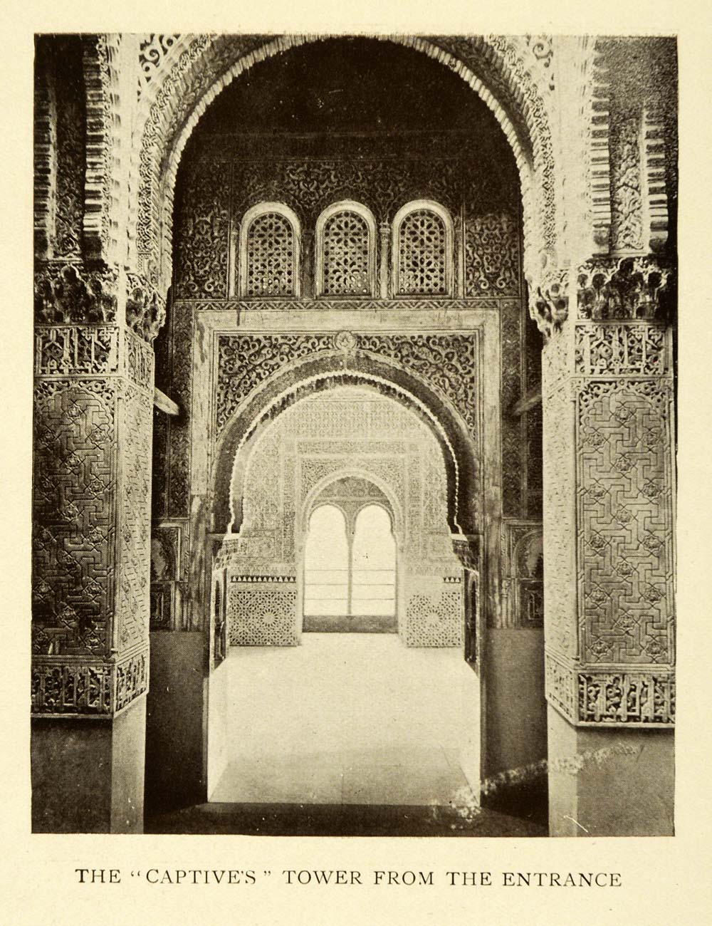 1907 Print Captives Tower Entrance Alhambra Granada Spain Architecture XGE3