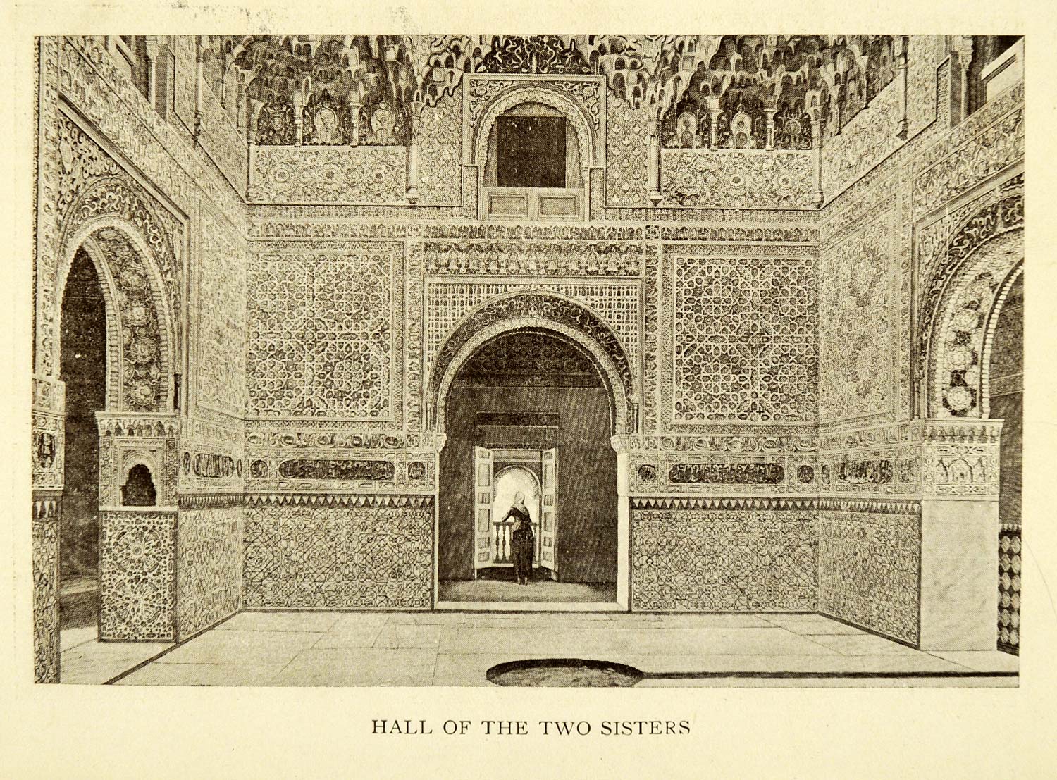 1907 Print Hall Two Sisters Alhambra Granada Spain Architecture Historical XGE3