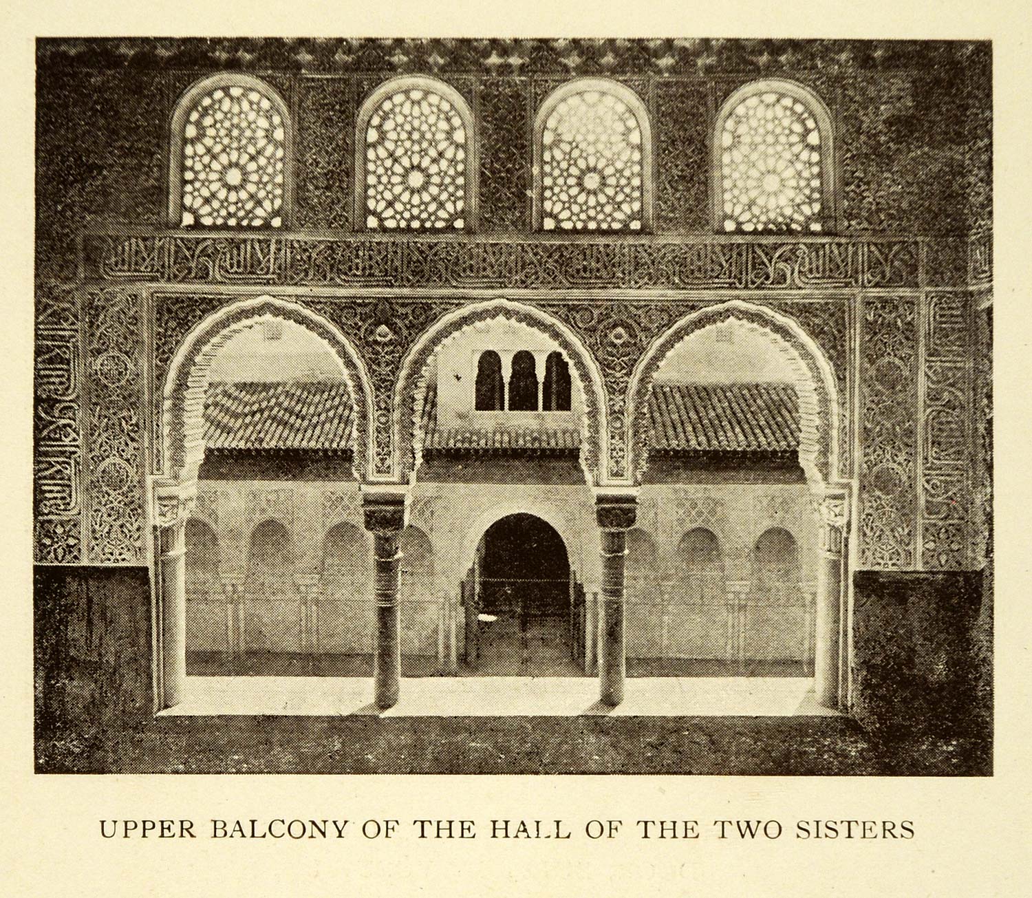 1907 Print Upper Balcony Hall Two Sisters Alhambra Granada Spain XGE3