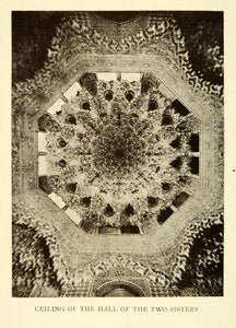 1907 Print Ceiling Hall Two Sisters Alhambra Granada Spain Architecture XGE3