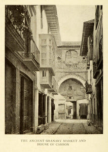 1907 Print Ancient Granary Market House Carbon Granada Spain Architecture XGE3