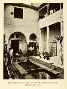 1907 Print Interior Old House Calle Del Horno De Oro Courtyard Granada XGE3