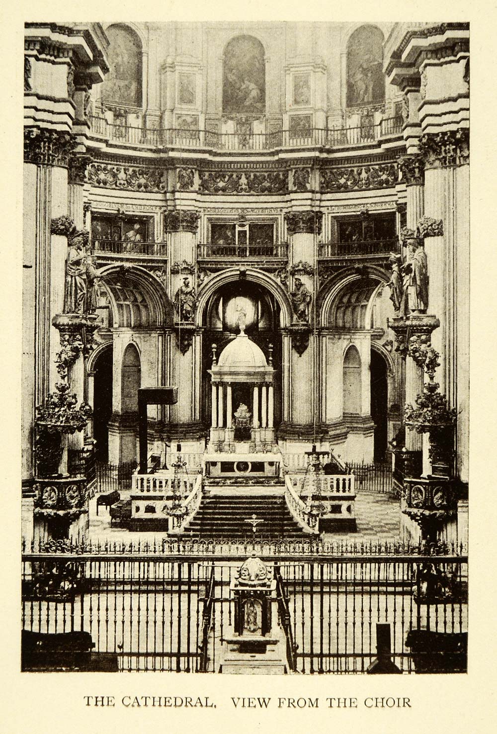 1907 Print Cathedral View Choir Granada Spain Architecture Historical XGE3