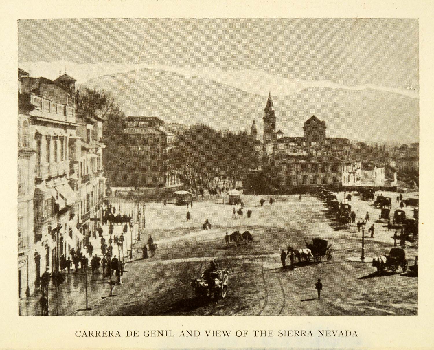 1907 Print Carrera De Genil View Sierra Nevada Granada Spain Cityscape XGE3