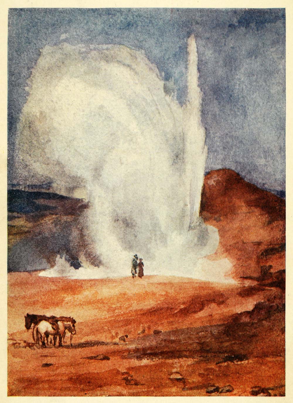 1908 Print Geyser Eruption Iceland Natural History Nature Mary Disney Leith XGE4
