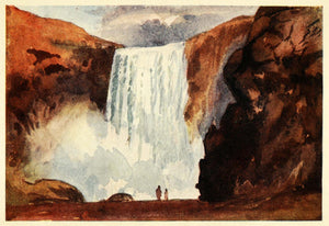 1908 Print Skogafoss Waterfall Iceland Natural History Mary Disney Leith XGE4