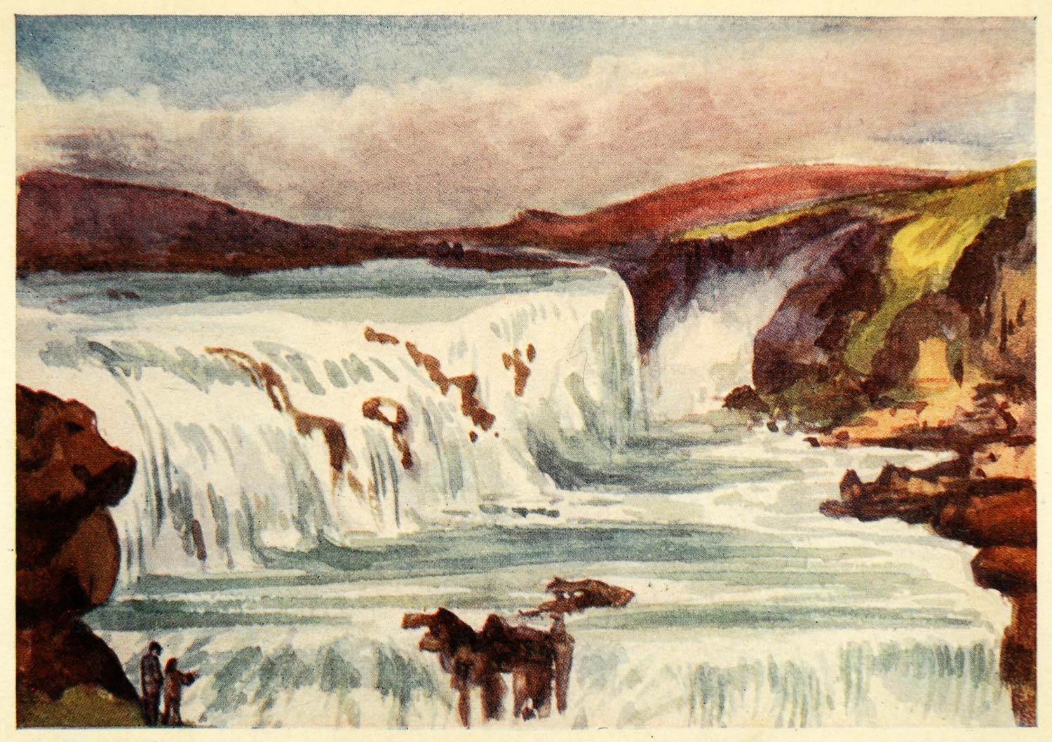 1908 Print Iceland Gullfoss Waterfall Hvita River Canyon Wemyss Mary Leith XGE4