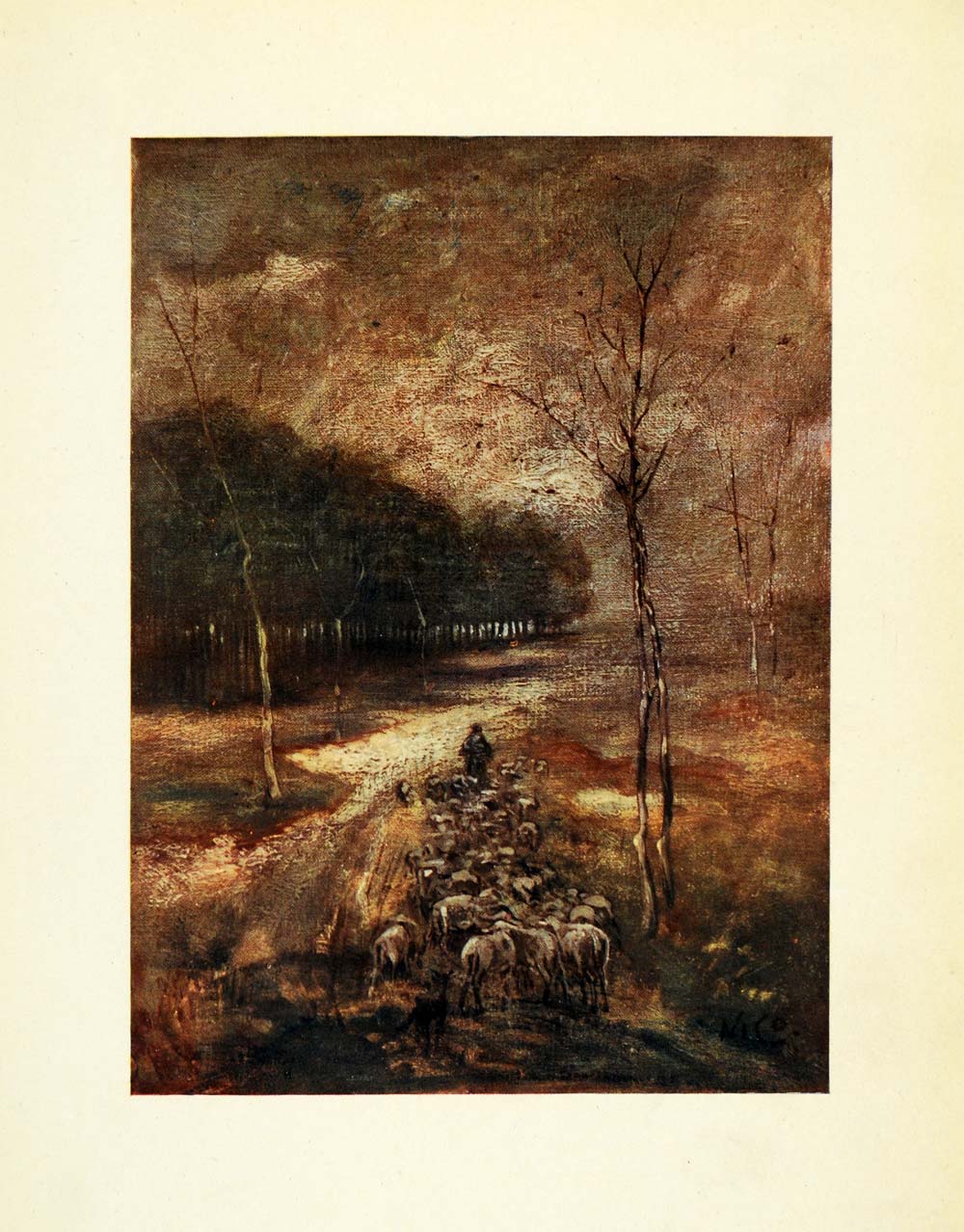 1904 Print Nico Jungmann Art Brabant Holland Moor Sheep Shepherd XGE7