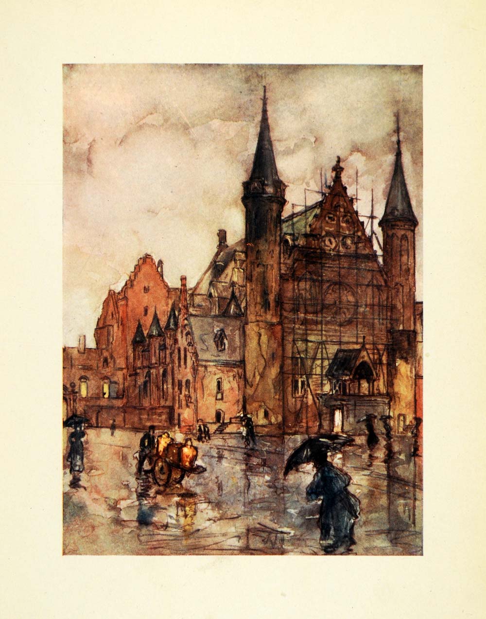 1904 Print Nico Jungmann Art Beinnenhof Hague Dutch House Parliament XGE7