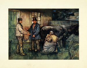 1904 Print Nico Jungmann Art Holland Cattle Sale Cultural Handshake XGE7