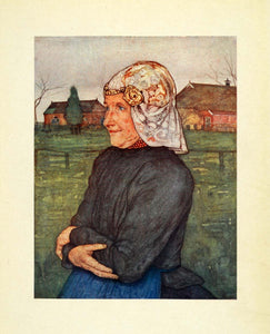 1904 Print Nico Jungmann Art Drenthe Holland Woman Side Portrait Gold XGE7