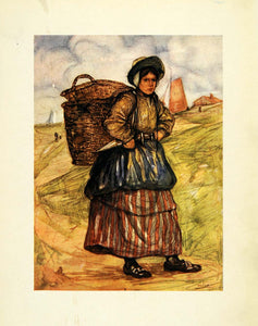 1904 Print Nico Jungmann Art Zandvoort Holland Fishing Woman Fisherman XGE7