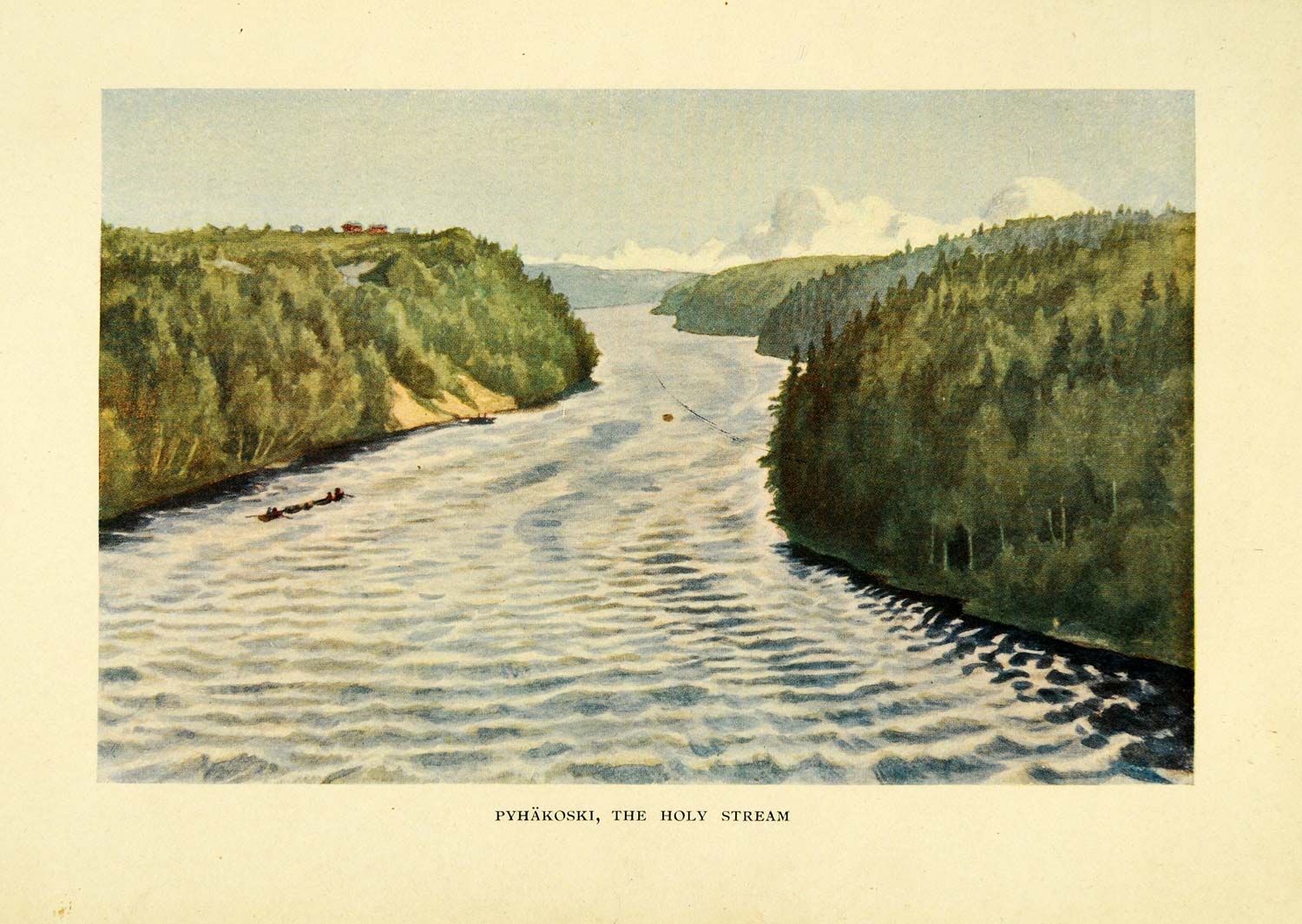 1908 Print Pyhakoski Landscape Canoe Canoeing Alexander Federley Finland XGE8