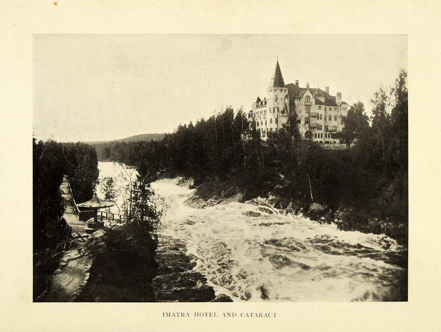 1908 Print Imatra Hotel Cataract Vuoksi River Suomi Finland Architecture XGE8