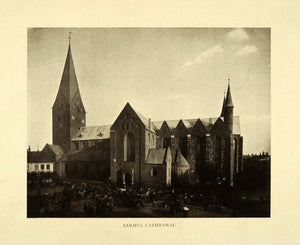 1909 Print Aarhus Cathedral Gothic Tower Denmark Jutland Saint Clemens XGE9