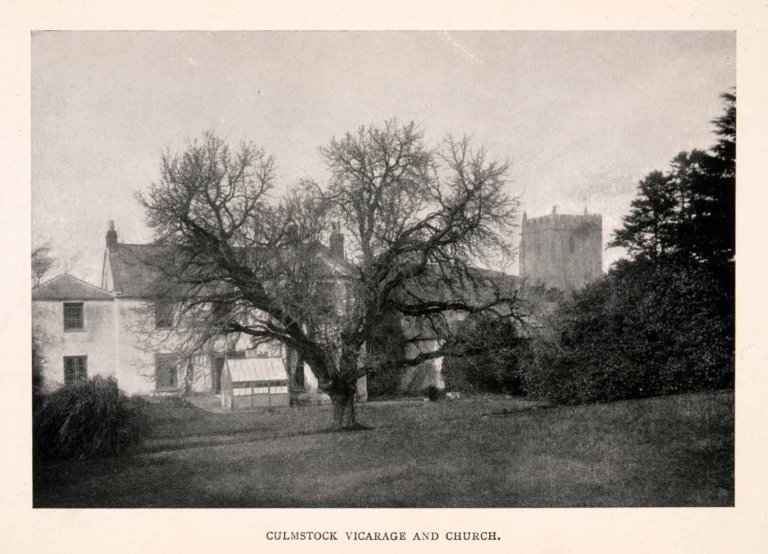 1906 Halftone Print Culmstock Devon England Vicarage Saints Church Barnes XGEA1